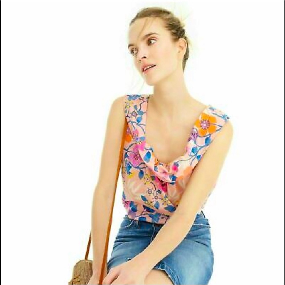 J.Crew x Liberty | Floral print scoop-neck sleeveless top | Multi | Size M